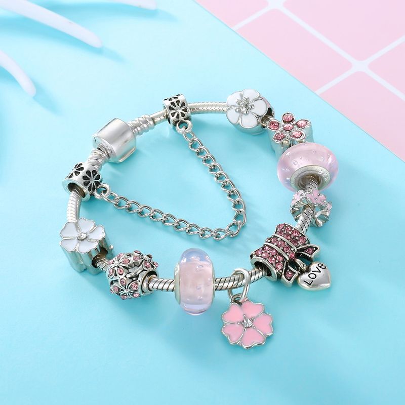 Jewelry Ten Miles Of Peach Blossoms Beauiful Pan Family Syle Popular DIY Bracele Inlaid Diamond Buerfly LOVE_voghion.com