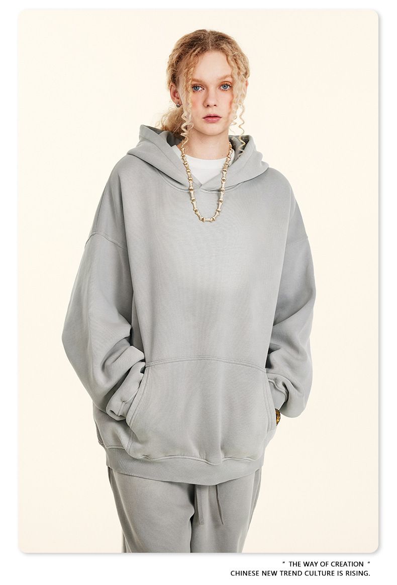 Streetwear Men's Vintage Hoodie & Jogger Set – Distressed Spray-Dye Fleece Loungewear, Oversized Fit, High Street Fashion_voghion.com