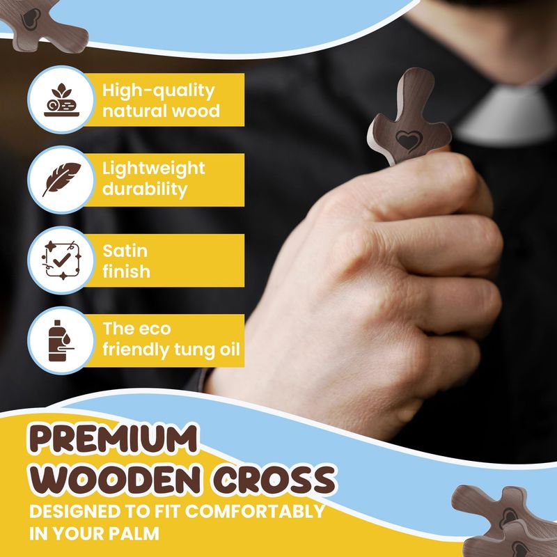 Hot-Selling Wooden Church Easter American Walnut Hand Piece Thumb Cross_voghion.com