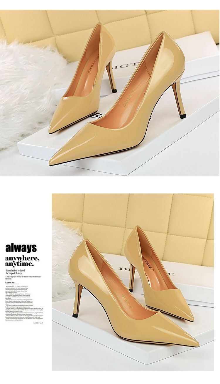 BIGTREE Shoes Glossy Patent Leather Women's Pumps Professional OL High Heels Stiletto Ladies Shoes Plus Size 43 All-match Heels_voghion.com