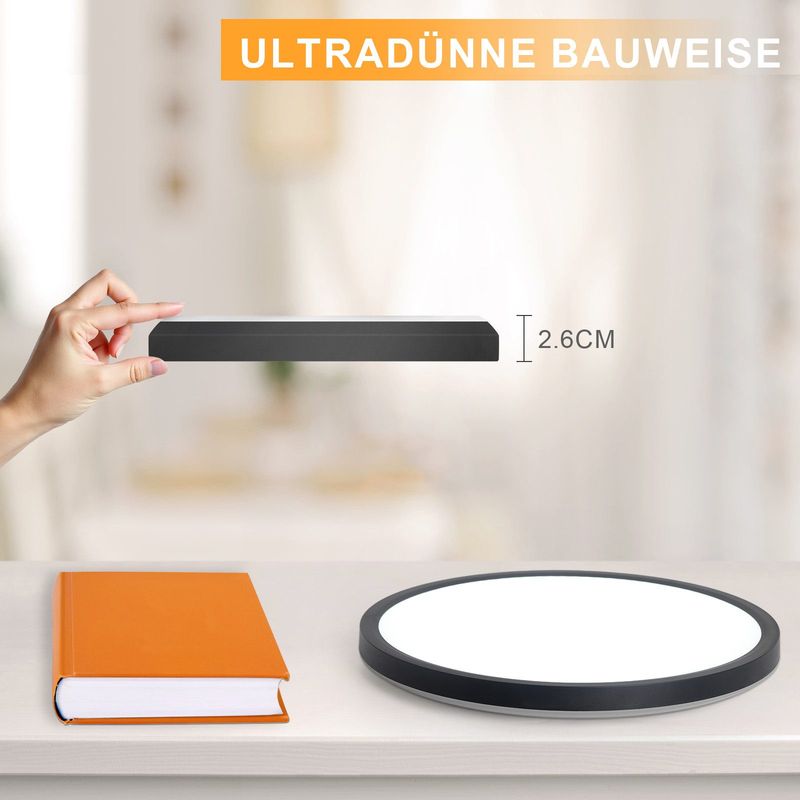 Glitzerlife LED Deckenlampe Deckenleuchte Modern - 3000K Badezimmerlampe Decke 18W Flurlampe Rund Ø22CM Badlampe Für Wohnzimmer Schlafzimmer Küche_voghion.com