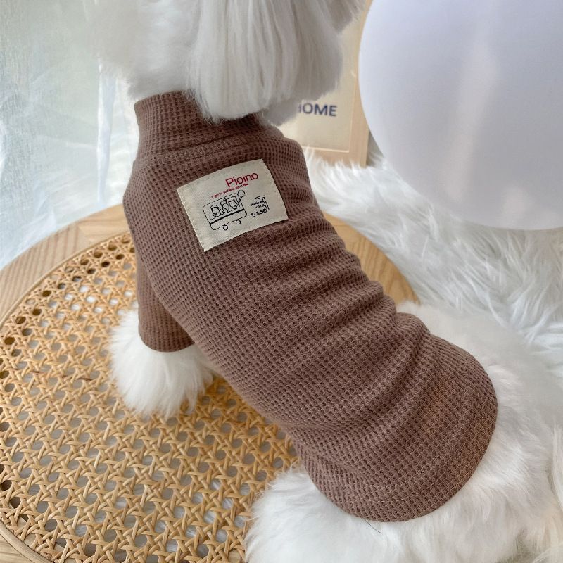 Maglietta con logo dello scuolabus e base a nido d'ape per cuccioli, orsacchiotti, barboncini, cani di piccola taglia, gatti, a due zampe, autunno e inverno_voghion.com