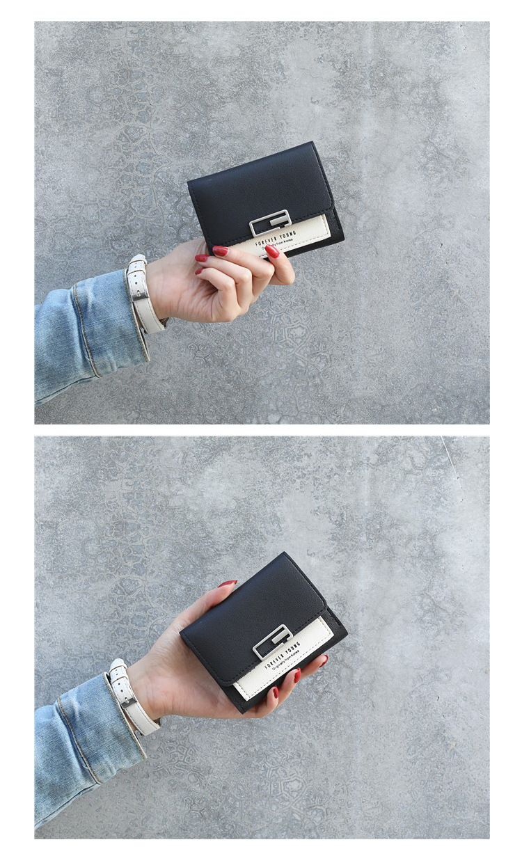 Contrast Color Versatile Small Fresh Wallet Women's Short Buckle Fashion Mini Coin Purse_voghion.com