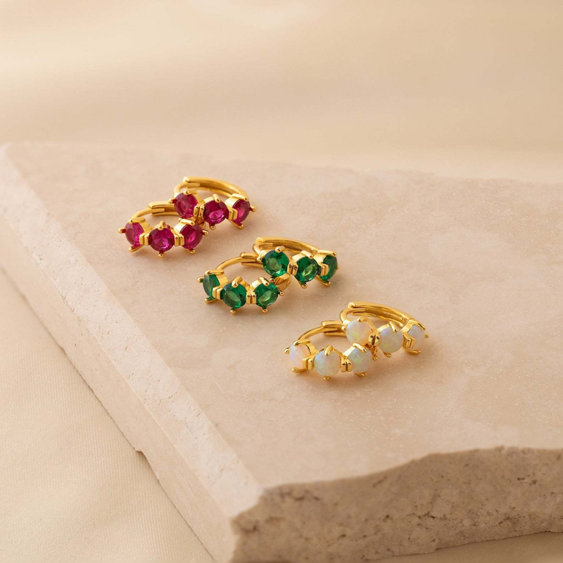 Damenschmuck, Ohrstecker mit 12 Geburtssteinen für Frauen, hypoallergene geometrische Ohrringe mit 18 Karat Vergoldung, minimalistische, zierliche Ohrringe für jeden Tag_voghion.com