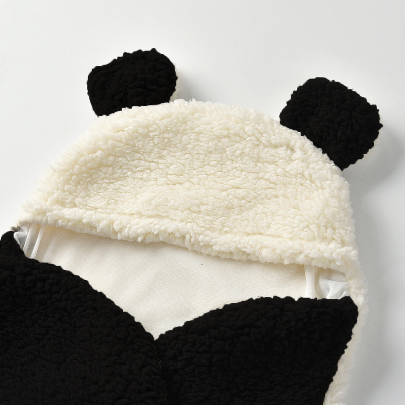 Baby superblødt efterår og vinter plys svøbt baby panda tegnefilm uld lam tæppe tæppe_voghion.com