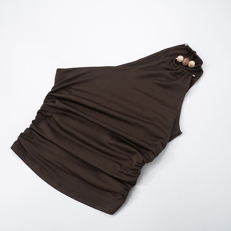 Women's Clothing Spring And Summer New Sexy One Shoulder Navel Baring Vest T Shirt Tops For Women_voghion.com