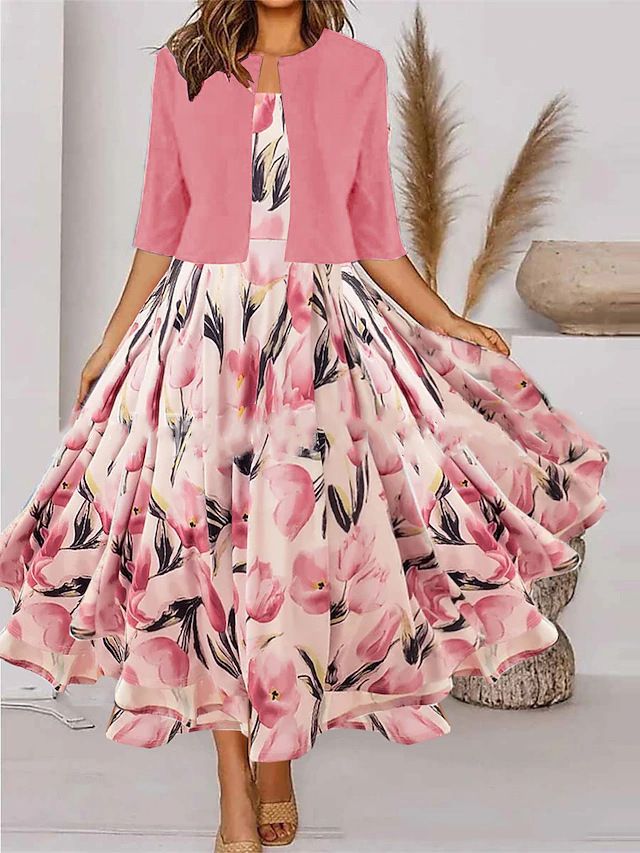 Vêtements pour femmes Nouveaux vêtements pour femmes d'automne et d'hiver, grande robe trapèze et petite veste, ensemble deux pièces_voghion.com