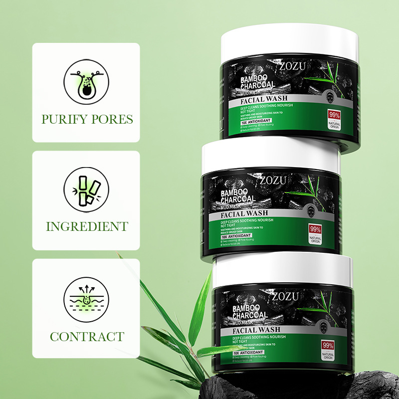 All English ZOZU Bamboo Charcoal Cleaning Oil Control Mud Film Adsorption Deep Pore Purification facial mask_voghion.com