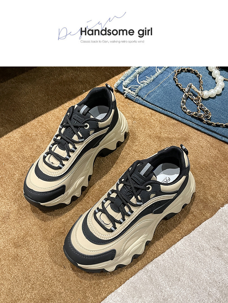 P7Color-blocking Round Head Fashion 2023 Spring And Autumn New Sports All-match Light Luxury Trendy Temperament Casual Running Daddy Shoes Women_voghion.com