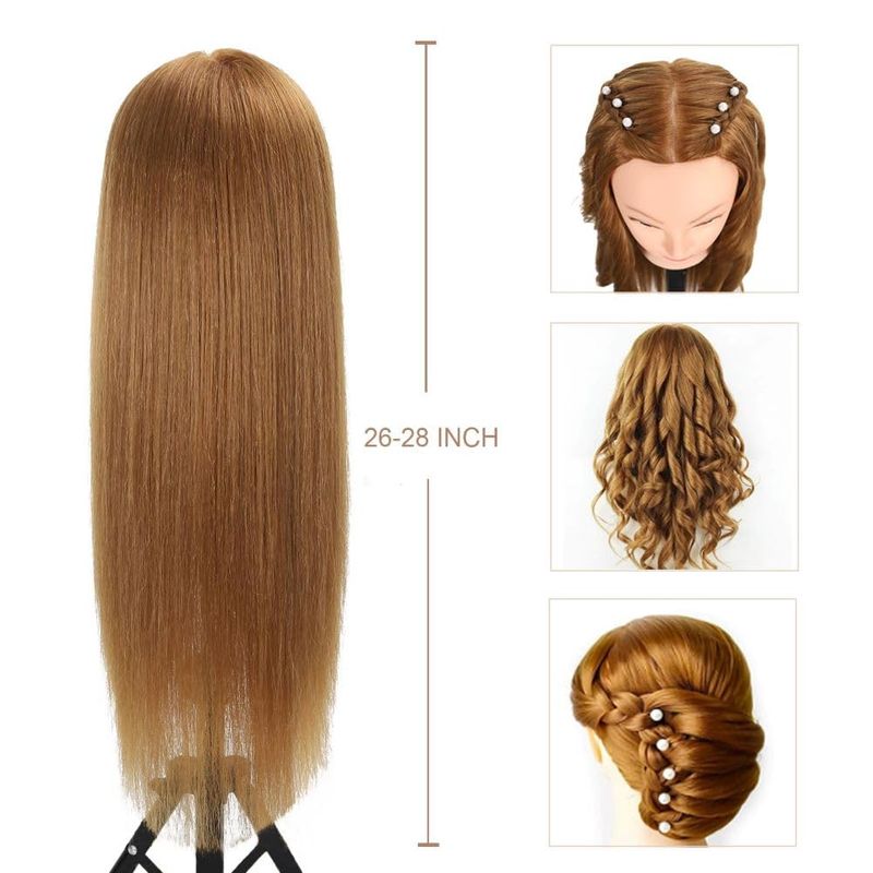 80% dritto 66,04 cm -71,12 cm bambola e modello di bellezza testa capelli veri capelli umani, adatto per parrucchieri (# 27_voghion.com