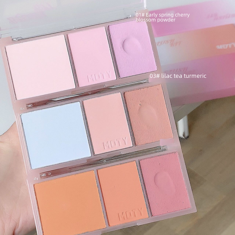 MOTY dreifarbiges Rouge-Püree-Rouge-Puder ist zart und einfach zu handhaben, um die Farbe und Vitalität des Mädchens zu zeigen, tragbar und günstig_voghion.com