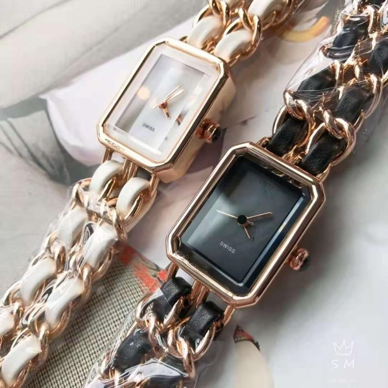 Douyin Live Xiaoxiang Second-hand Braided Strap Bracelet Two-needle Square Quartz Women's Watch_voghion.com