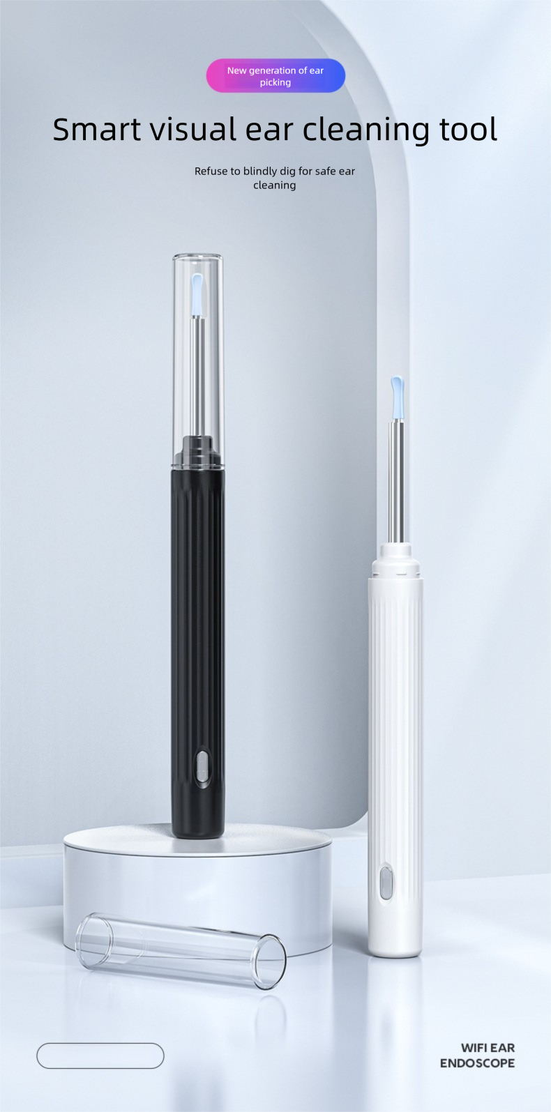 Strumento di rimozione del cerume Visual Pick HD Endoscopio intelligente per la pulizia dell'orecchio per bambini e anziani con luce_voghion.com