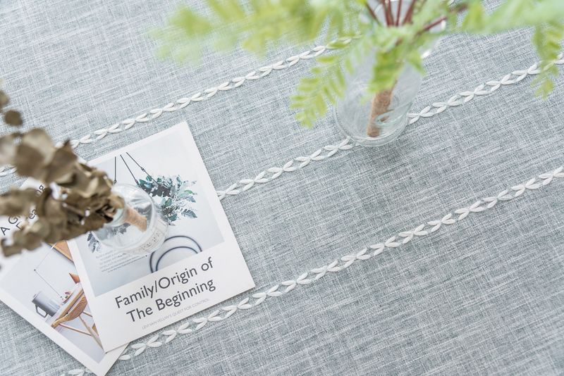 Semplice tovaglia da pranzo ricamata in cotone e lino, piccola e fresca, rettangolare, per soggiorno, tavolo da caffè_voghion.com
