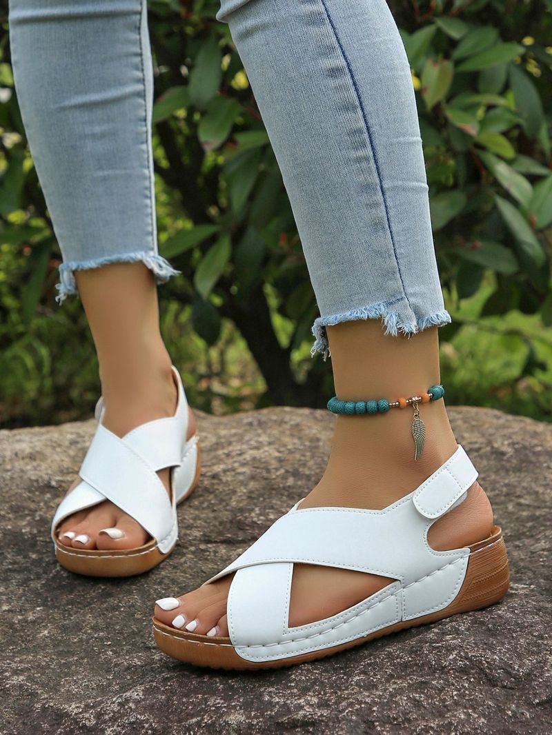 Roman Damen Sommer New Style Sponge Cake Keilabsatz Dicke Sohle Casual Fish Mouth Strand Sandalen_voghion.com