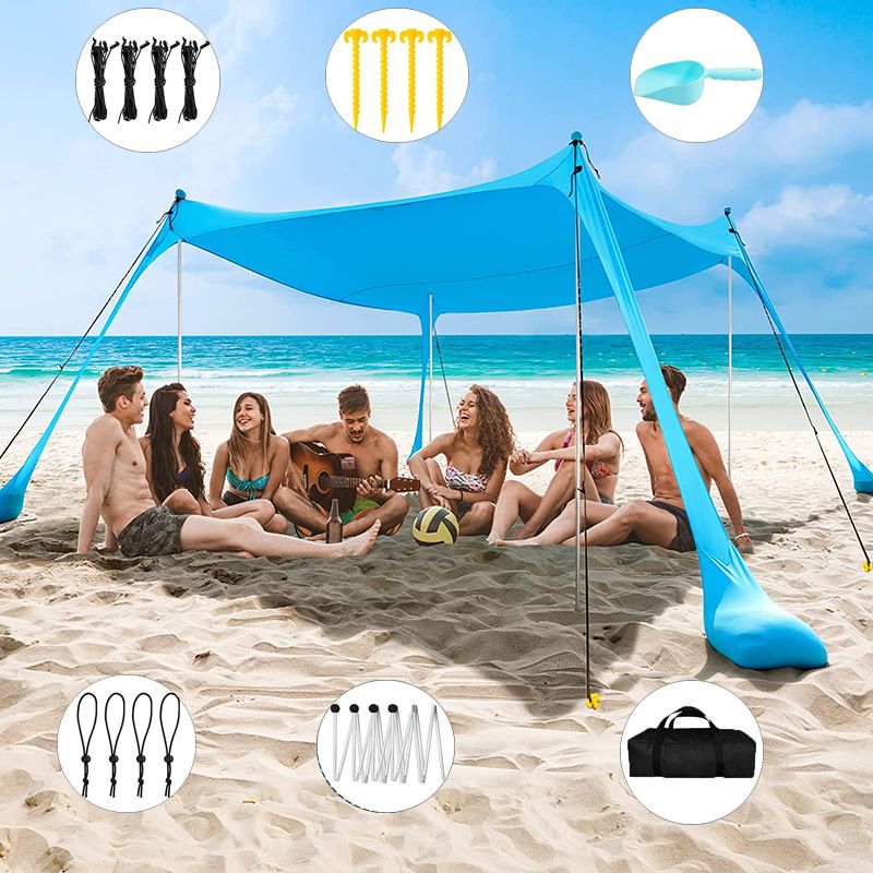 Tenda da spiaggia portatile con tettuccio in lycra - Protezione solare UV per campeggio, picnic e relax all'aperto_voghion.com