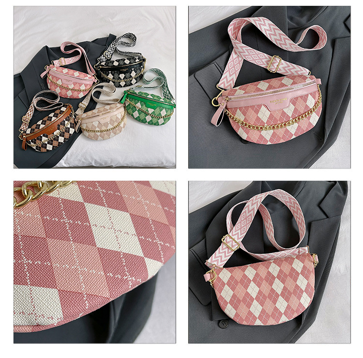 2023 New Best Selling Textured Women's Bag Trendy Fashion Plaid Chest Bag Fashionable Simple Versatile Shoulder Messenger Bag_voghion.com