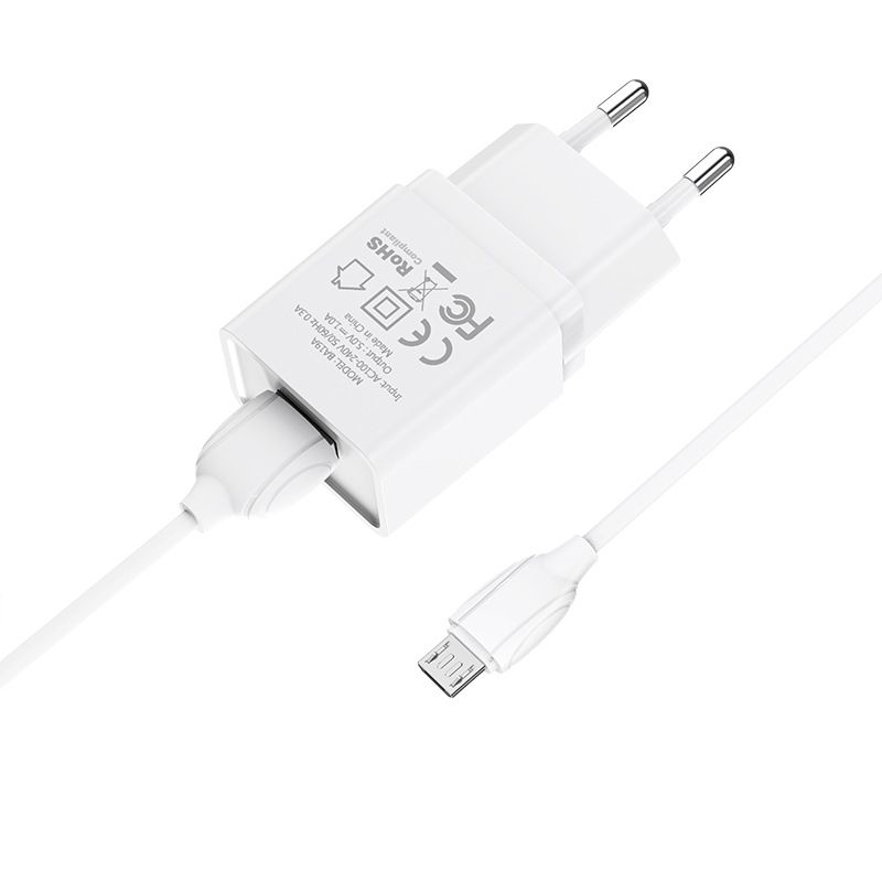 Cargador universal para móvil con puerto único BA19A Music Festival, miniusb, cabezal de carga Euro 1A_voghion.com