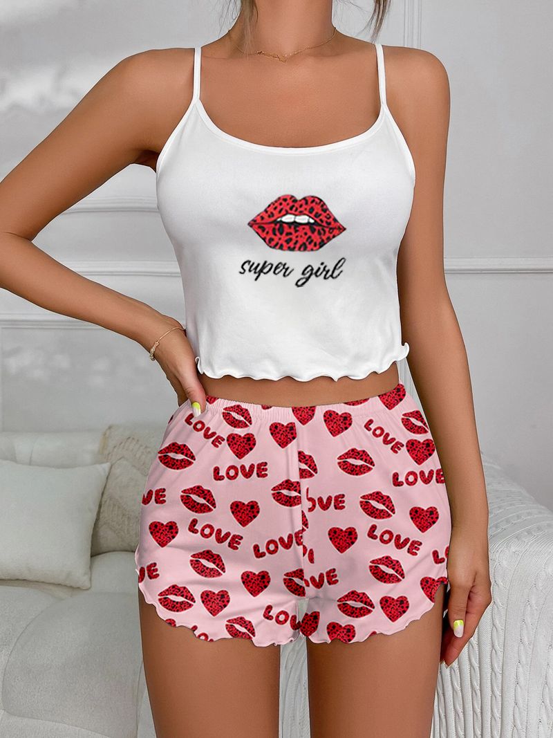 Wind pajamas women's sleeveless camisole shorts set milk silk home clothing_voghion.com