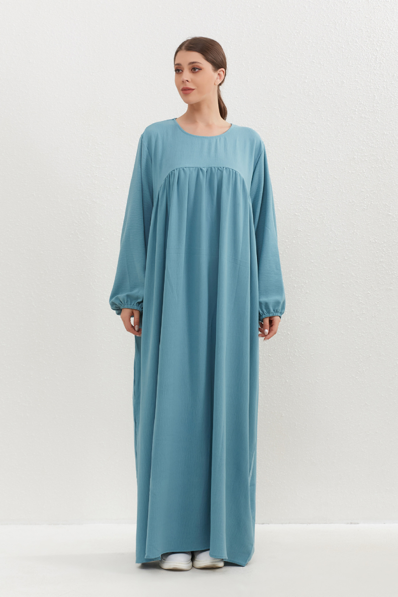 Women's Clothing Two Piece Set Solid Color Headscarf Robe Dress Ethnic Style_voghion.com