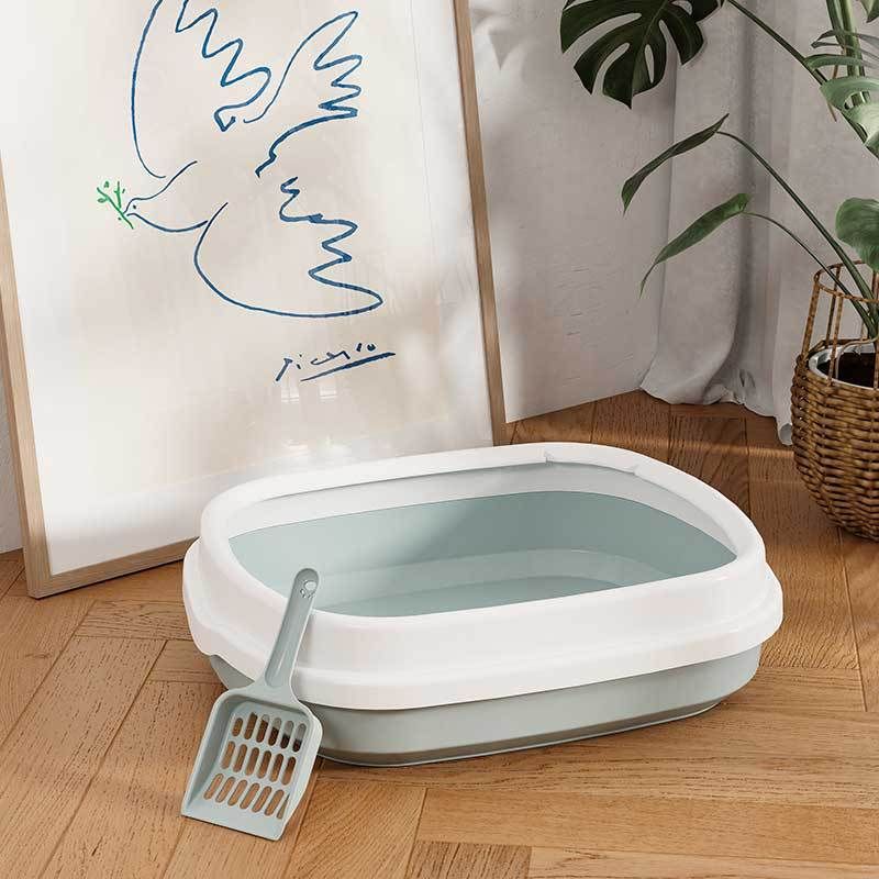 Nuova grande scatola di plastica semichiusa per uso domestico, antispruzzo, con paletta per lettiera per gatti_voghion.com