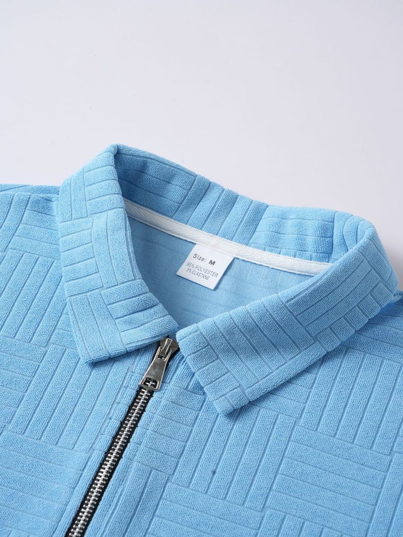 Summer New European And American Men's Polo Shirt Short Sleeve Button T-shirt Loose Jacquard Top Tees Shirt Men's Fashion_voghion.com