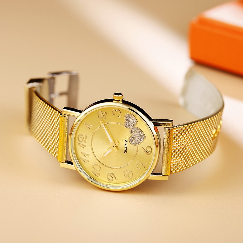 Rete di moda per il tempo libero con orologio da donna modello cuore di pesca a forma di amore_voghion.com