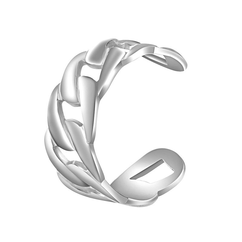Nuovo design a catena cubana cava aperta per donna, anello semplice regolabile in acciaio al titanio_voghion.com