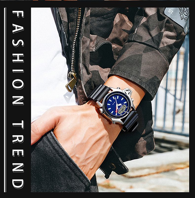 Sportliche Unisex-Digitaluhr mit großem Zifferblatt, wasserdicht, multifunktional, mit Nachtlicht, Stoppuhr, Alarm, Datumsanzeige und strapazierfähigem Silikonarmband_voghion.com