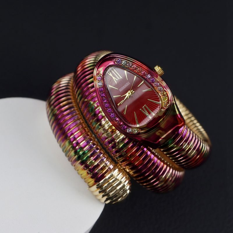 Fashion Creative Snake-Shaped For Women, Unique Pattern Quartz With Steel Band Bracelet, Electronic Watch_voghion.com