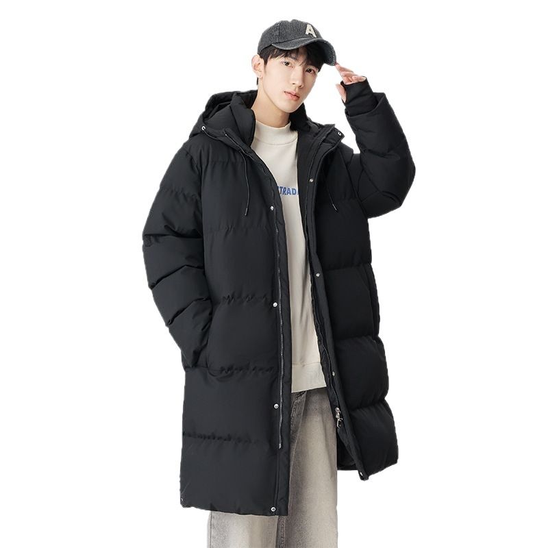 Mittellang für Männer und Frauen, winterverdickter, warmer, wasserabweisender Kapuzenmantel, trendige, lässige Baumwolle über dem Knie_voghion.com