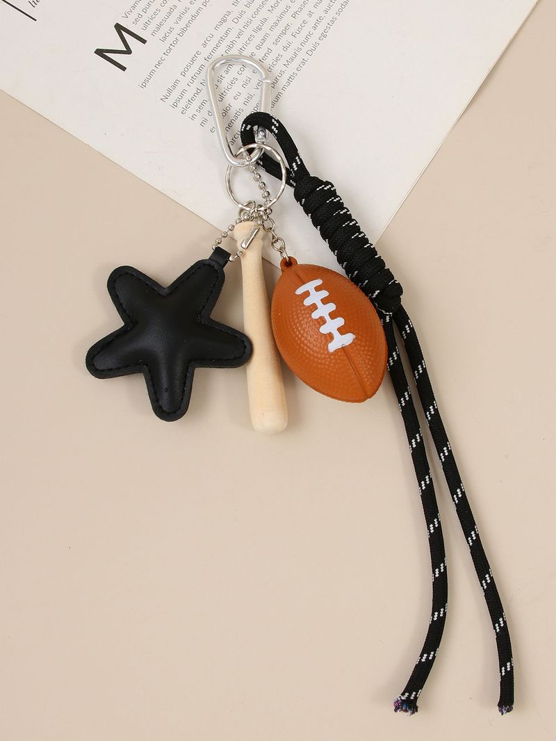 Handmade PU Leather Star Keychain Bag Charm - Camera & Football Design, Trendy DIY Accessory For Bags, Keys & More_voghion.com