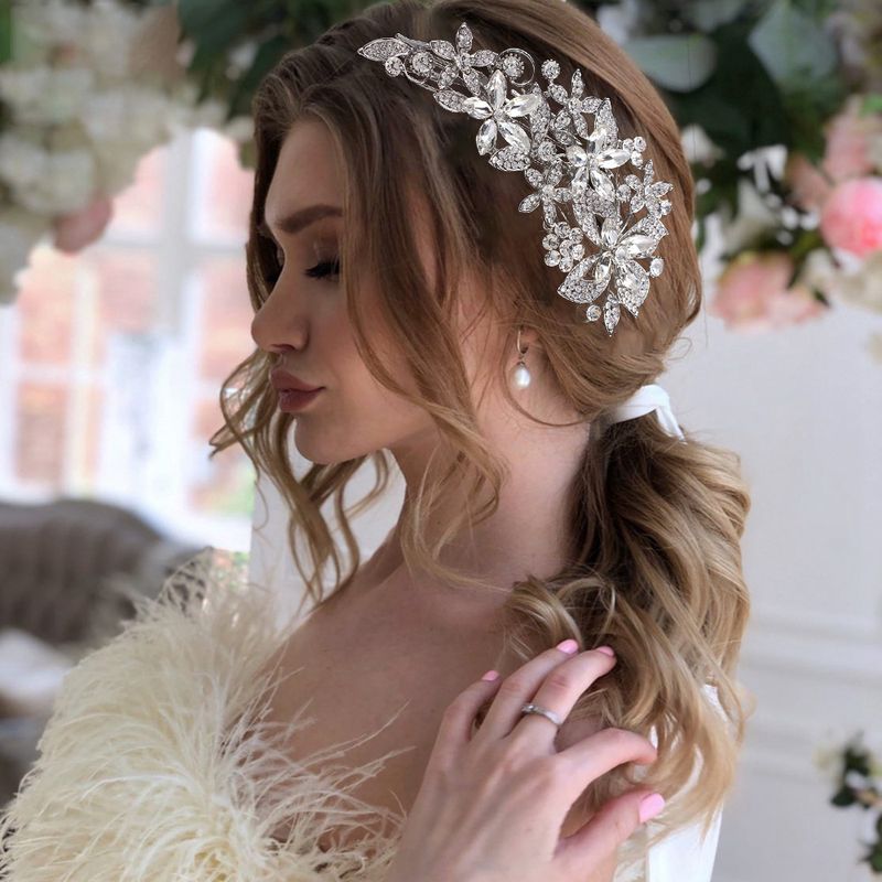 Braut Krone Kopfschmuck Legierung eingelegt Strass Krone Blatt Blume Haar Stil Kleid Zubehör_voghion.com