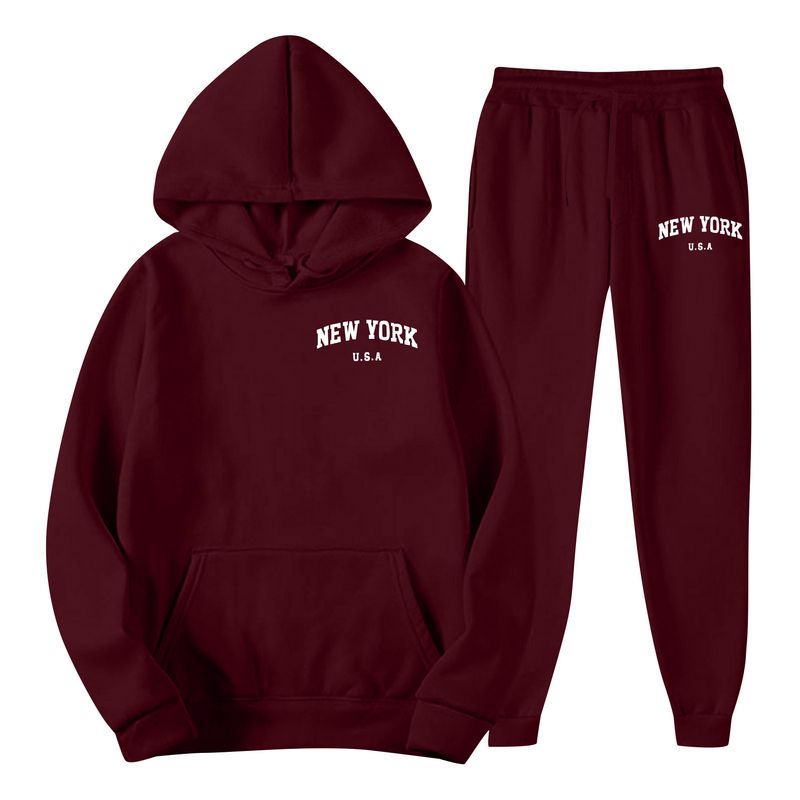 2025 Men's Spring And Autumn Solid Color Hoodie Sweatshirt Trendy Casual Sports Two-Piece Set_voghion.com