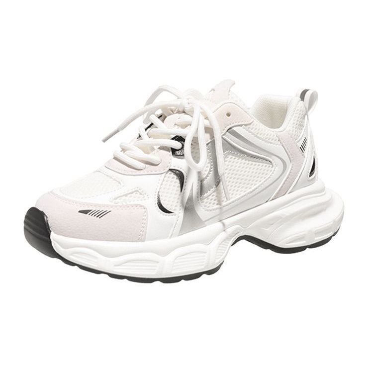 Women's Dad Sneakers 2025 New Summer Versatile White Lightweight Breathable Casual Sports Mesh Single Shoes_voghion.com