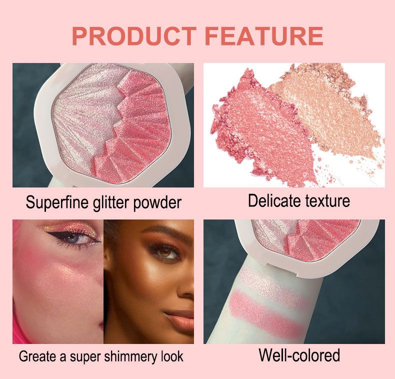 exclusieve levering van 6 kleuren diamant full body highlight poeder, natuurlijke driedimensionale gezichtsverhelderende parelblush dubbele kleur highlight_voghion.com