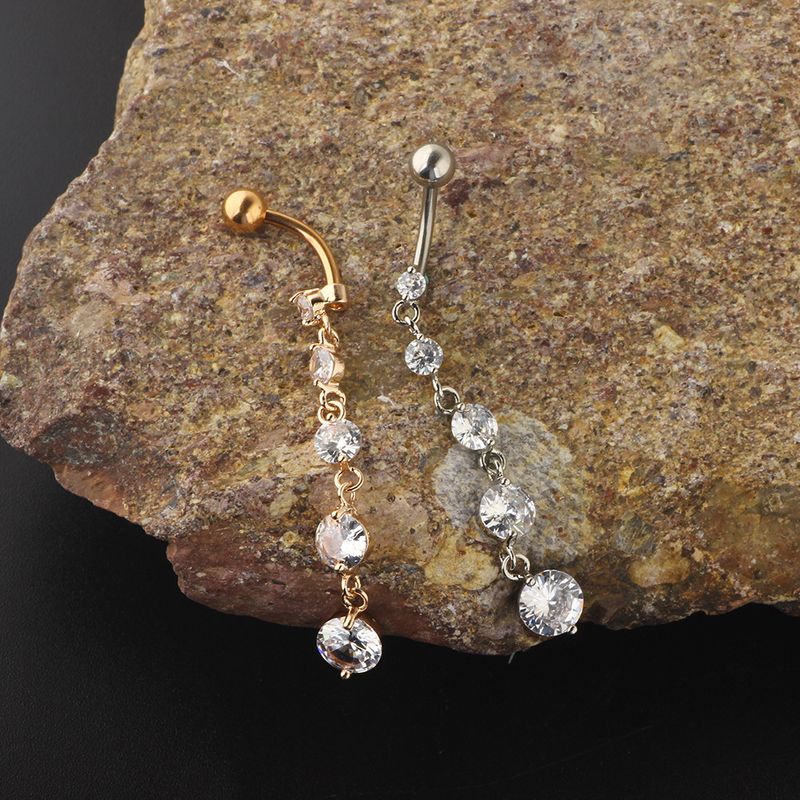 Frauen Edelstein Schmuck Modeschmuck Zirkon String Gold Anhänger Exquisite Piercing Bauchnabel Ring Nagel_voghion.com