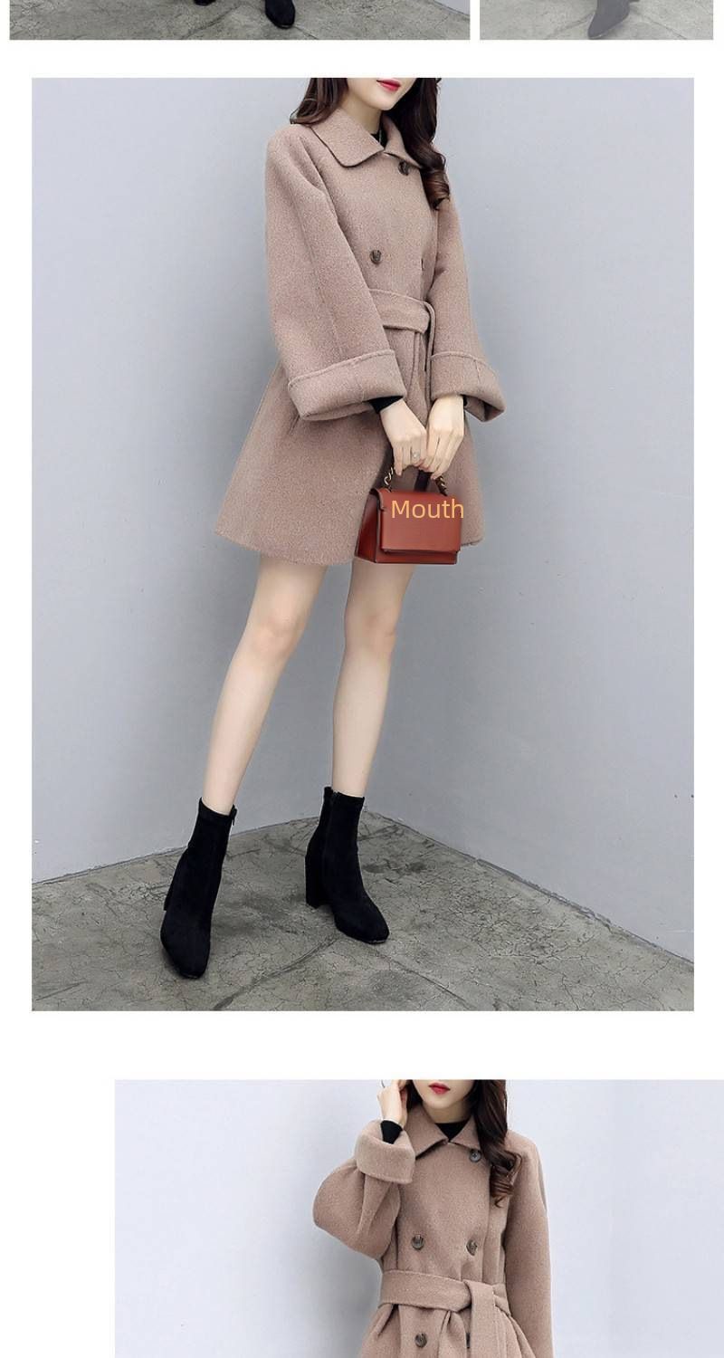 New women's camel two-piece woolen coat fashion woolen skirt suit_voghion.com