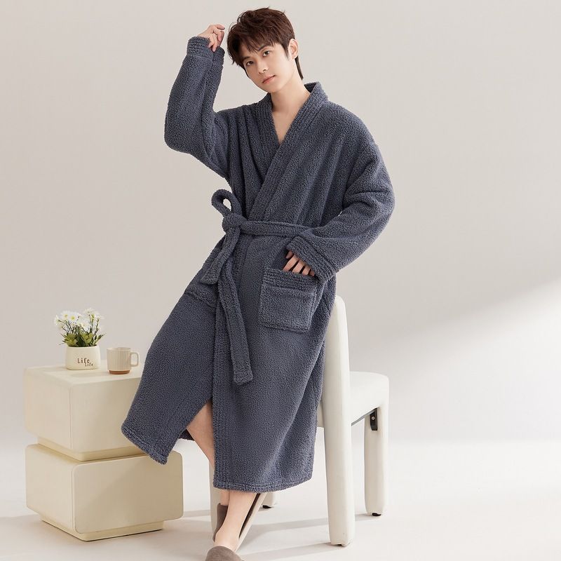 Pigiama da uomo in flanella spessa, in pile corallo, in pile Yukata, in pile ..._voghion.com