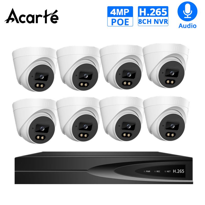Telecamera di sorveglianza a cupola per interni con sistema di videosorveglianza PoE a infrarossi da 4 MP Acarte_voghion.com