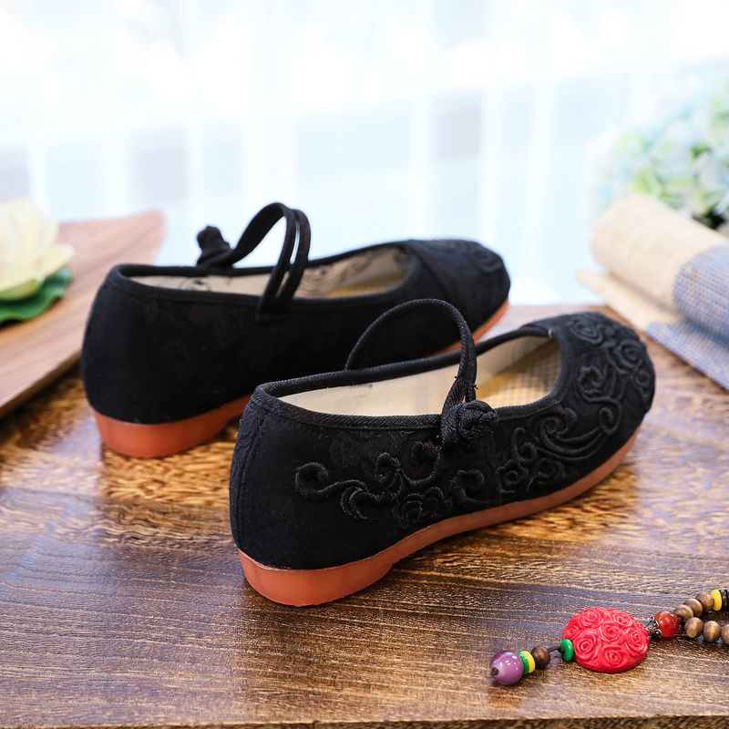 Flache Schuhe mit Kuhsehnensohle, einfarbige Damen-Einzelschuhe für Frühling und Sommer, bestickte Stoffschuhe, Teller_voghion.com