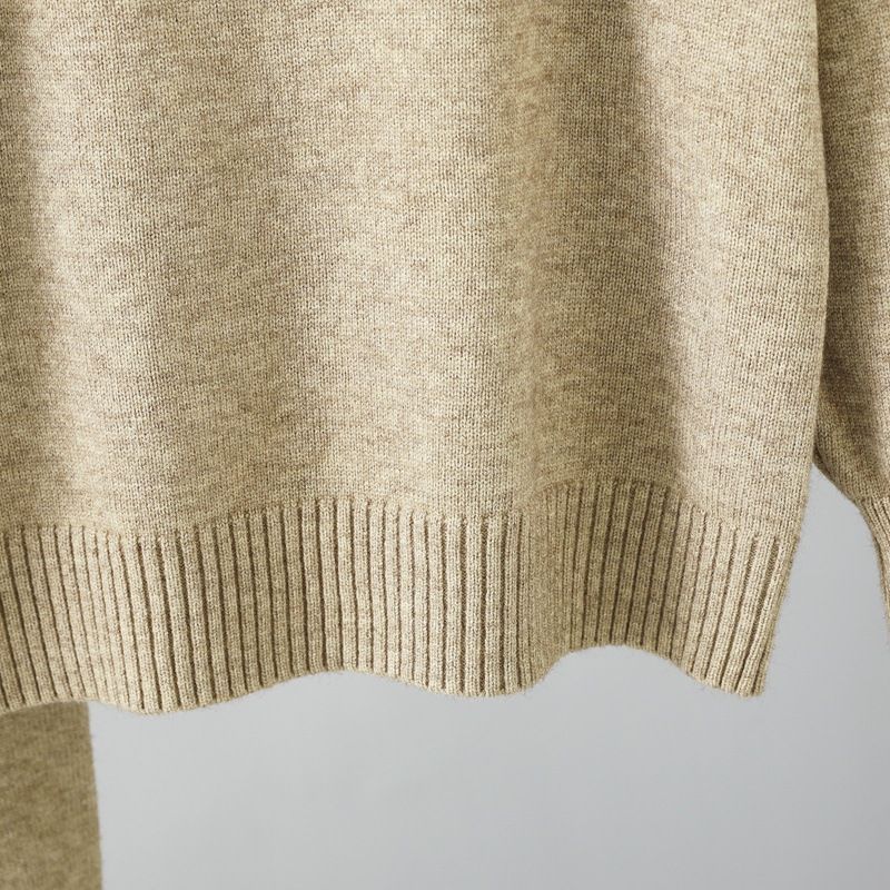 Ensemble de pantalons tricotés doux et polyvalents pour femmes, col mi-haut, pull ample décontracté, vent doux_voghion.com