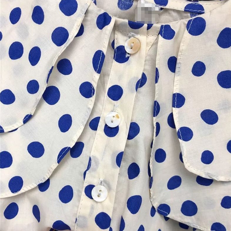 Kinderkleidung Mädchen Niedlich Polka Dot Großes Revers Hemd Plus Jeans Zweiteiliges Set_voghion.com