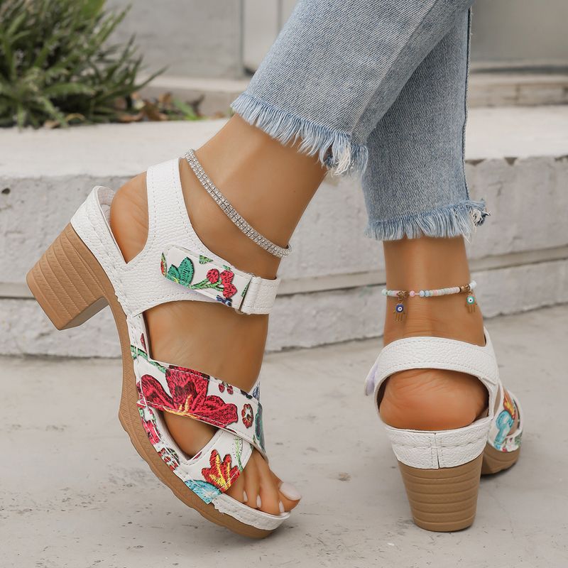 High Heeled Women's Sandals Summer New Open Toe Casual Retro Fish Mouth Sandals_voghion.com
