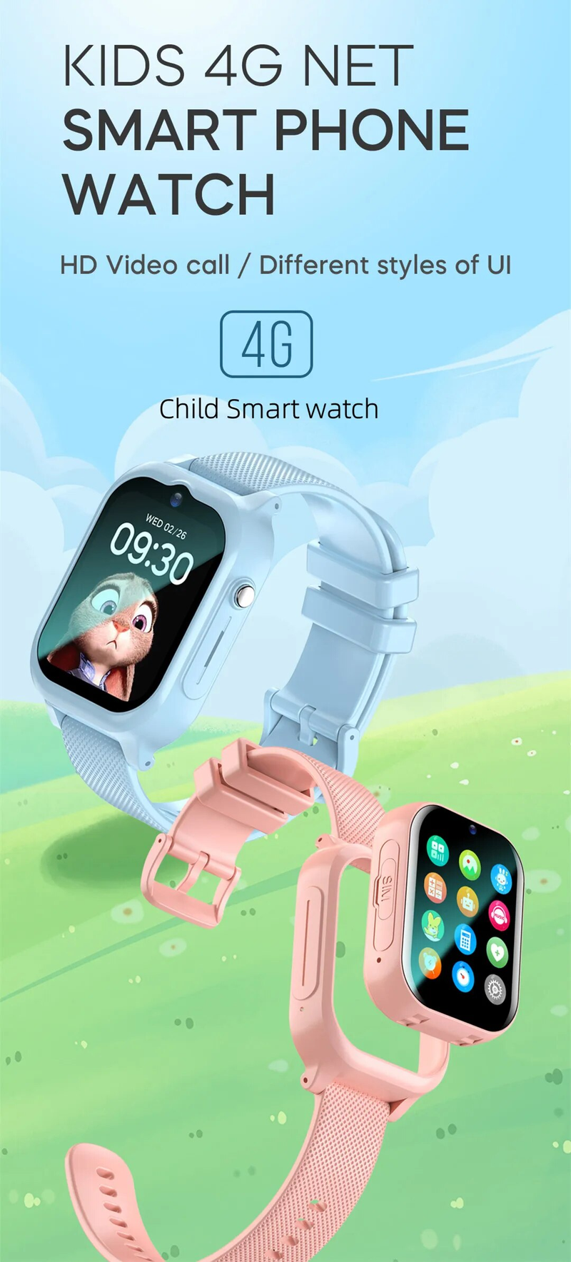 2023 New Phone SIM Card 4g Smart Boy Girl Photo Wifi Positioning Child Watch HD Video Call Sos Tracker Birthday Gift_voghion.com