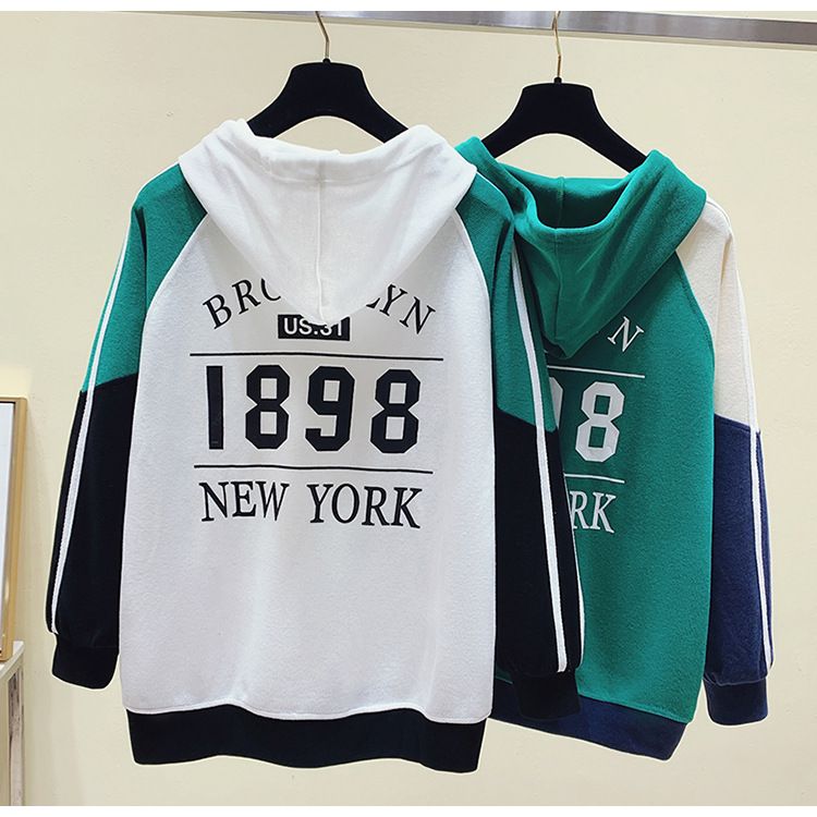 New Korean Style Loose Versatile Hooded Long Sleeve Sweatshirt For Female Students With Letter Print Top Jacket Trendy_voghion.com