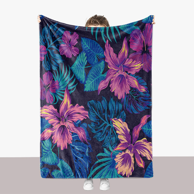Couverture épaisse en flanelle imprimée en 3D pour canapé, séries fleurs, fleurs et plantes_voghion.com