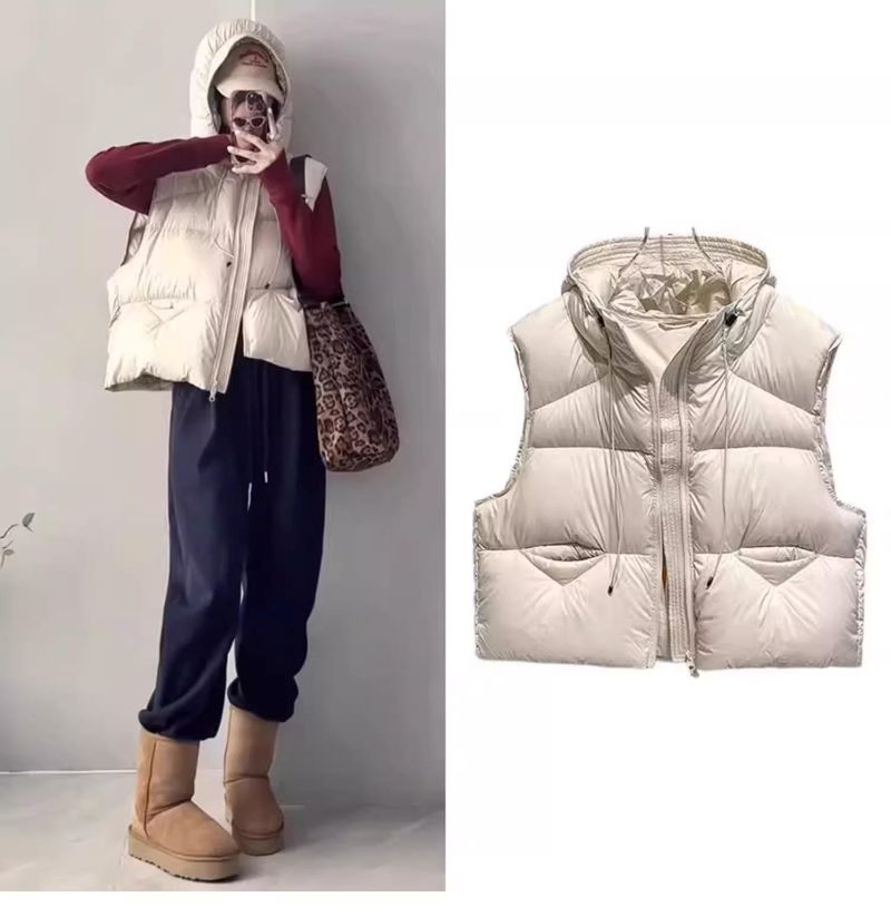 Women's Puffer Vest With Hood – Lightweight Down Filler, Oversized Fit, Short-Length For Petite & Casual Style_voghion.com