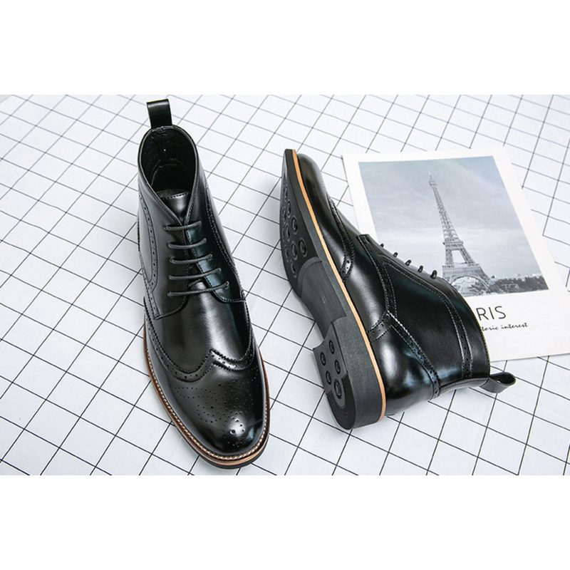 Pánské boty Chukka Boty Šněrovací Módní Kotníkové boty Ležérní Oxfords Kožené boty se špičkou křídel Pohodlné_voghion.com