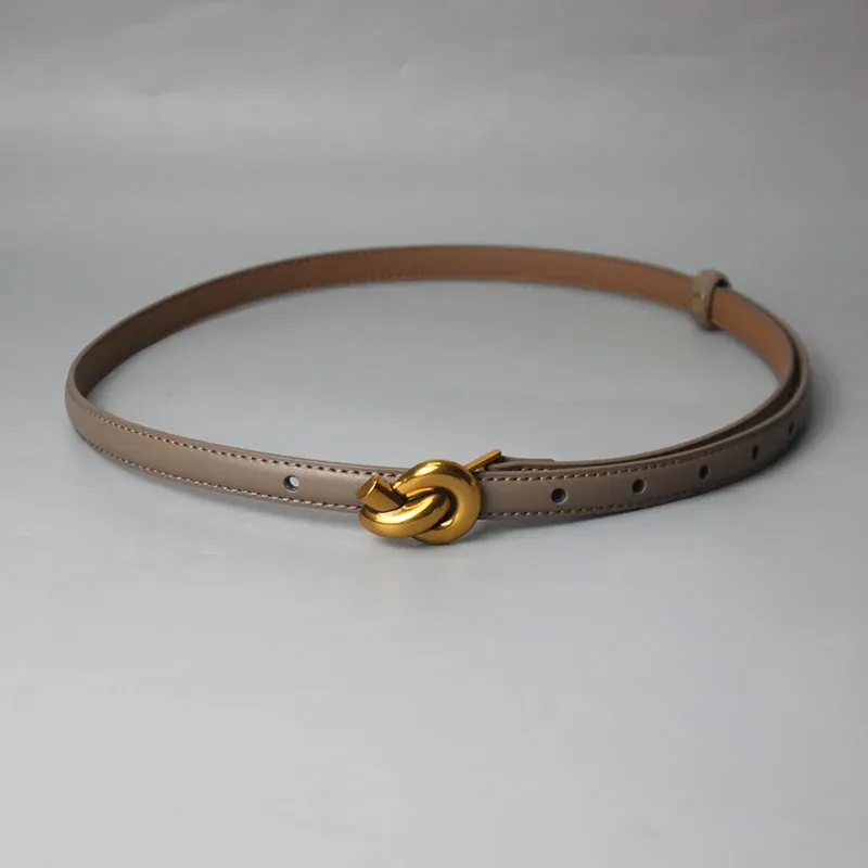 Curea din piele naturală pentru femei, cu cataramă cu nod, curea pentru rochie de blugi_voghion.com